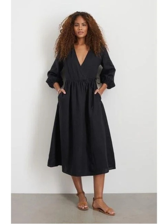 Alex Mill Dresses & Skirts - Alex Mill Black Midi Wrap-Style Dress size small